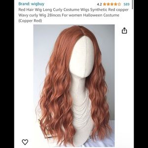 Red Hair Wig Long Curly Costume Wigs Synthetic